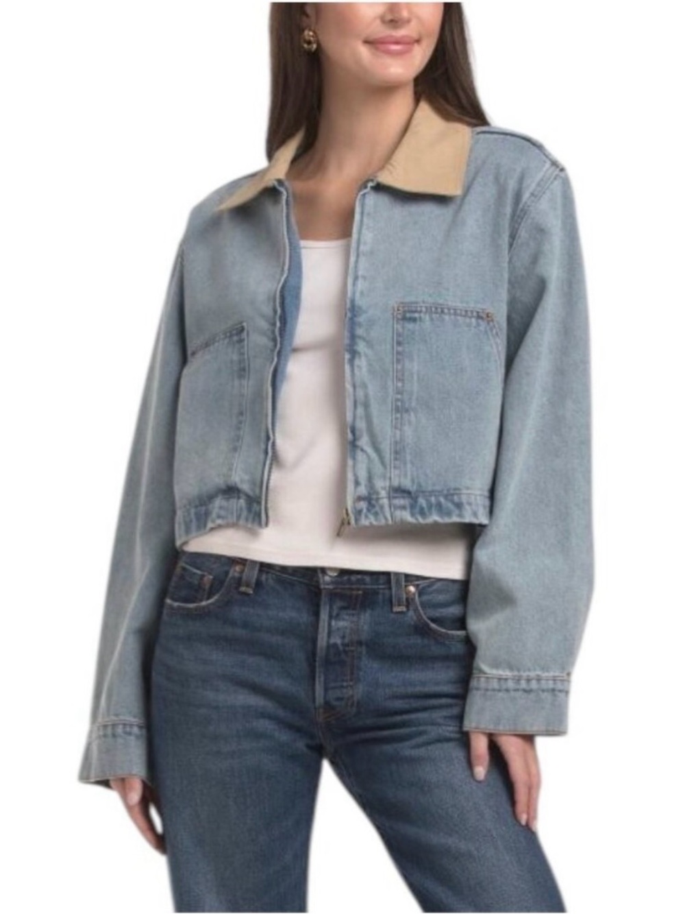 BLANK NYC Cropped Denim Barn Jacket